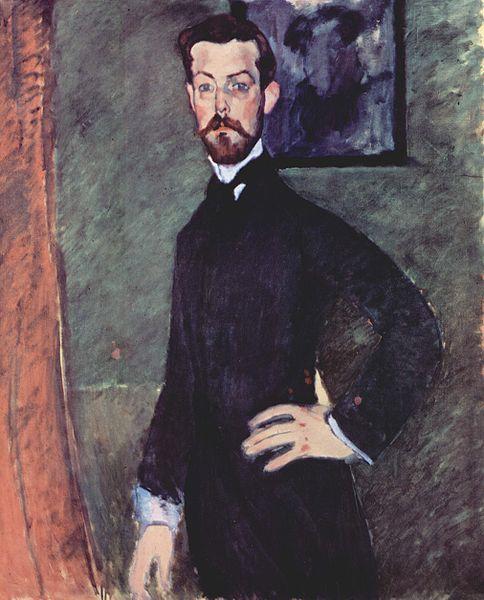 Amedeo Modigliani Portrat des Paul Alexanders vor grunem Hintergrund